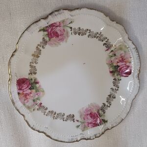 Vintage Bavaria Germany Porcelain Plate – Floral Design – Gold Trim